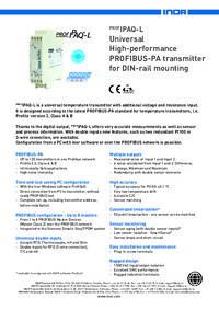 Thumbnail of document Data Sheet - ProfIPAQ-L Universal High-Performance Profibus-PA Transmitter